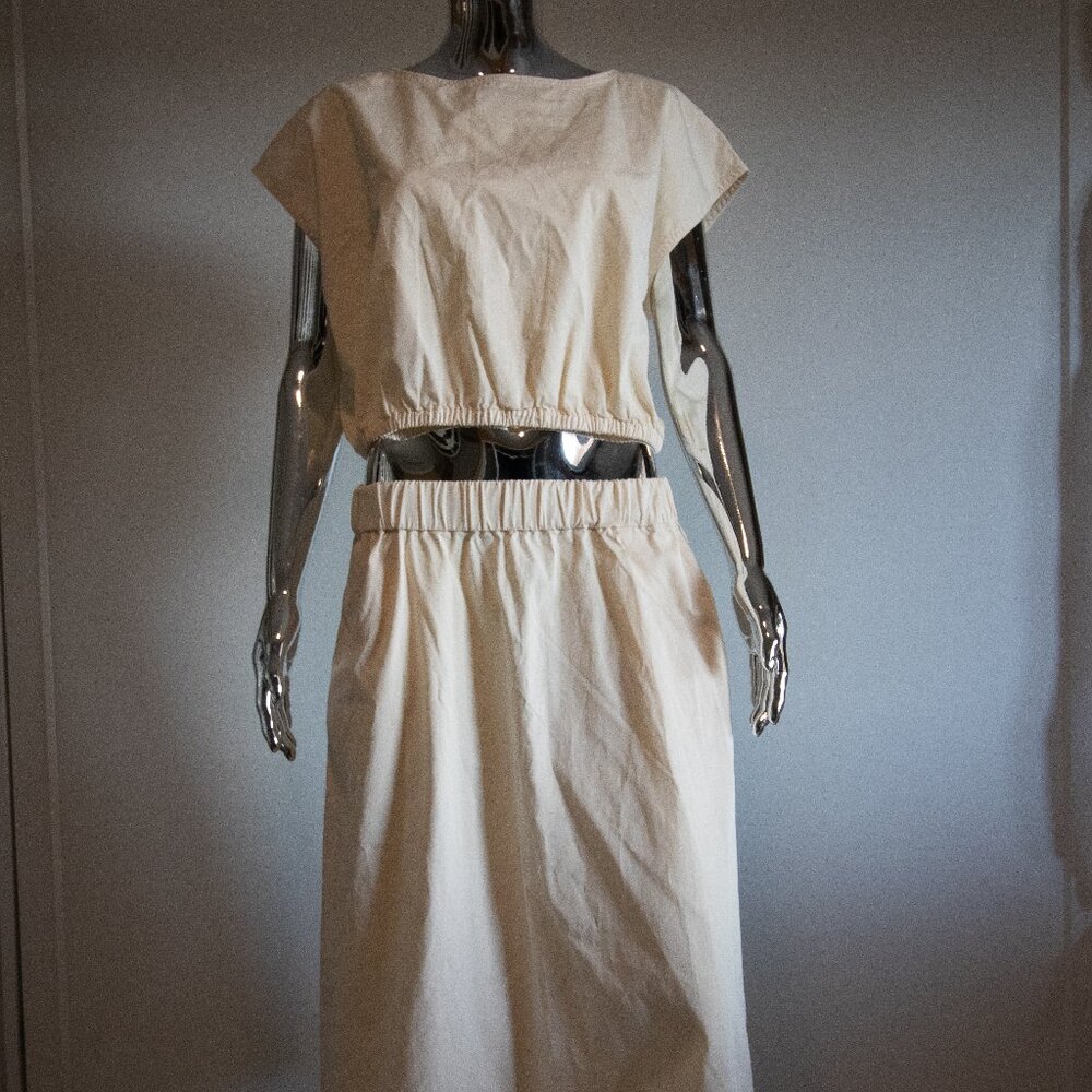 Cream 2 Piece Cotton Top & Skirt